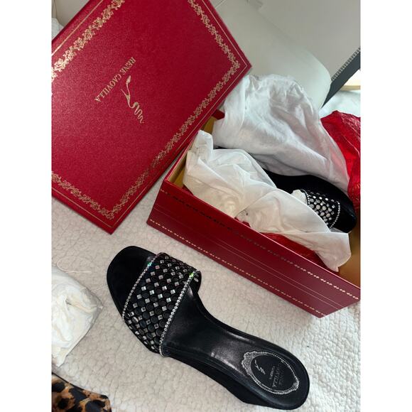 Rene Caovilla Shoes - Rene Caovilla Women's Ginger 75 Wedge Mules - Black - Wedge sandals 39.5